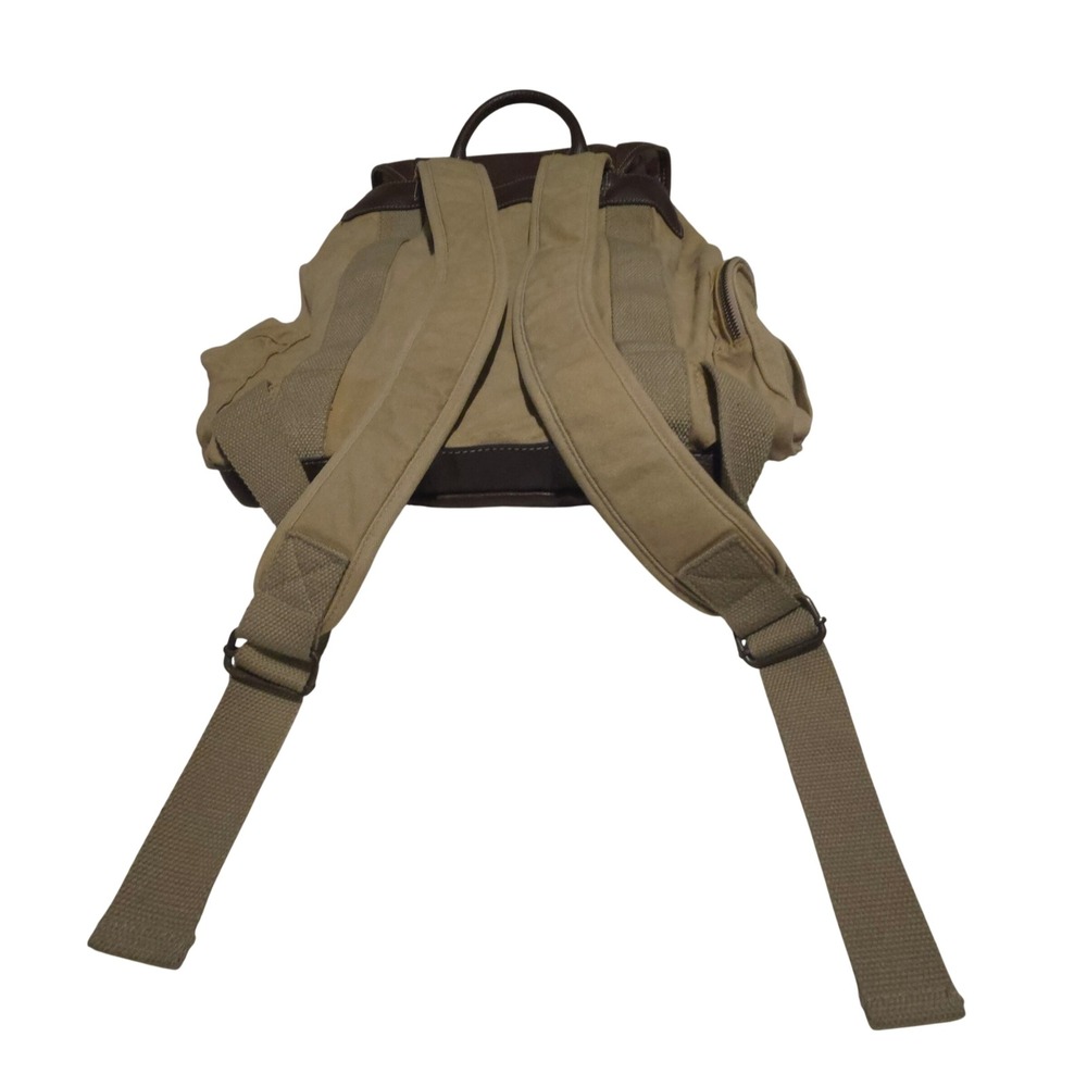 Barrington Canvas Leather Rucksack Backpack Tan Brown Delta SkyMiles Tag - Picture 6 of 10